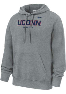 Nike UConn Huskies Mens Grey Heather Team Name Long Sleeve Hoodie
