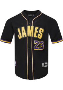 LeBron James  Los Angeles Lakers Mens Black Mesh Player Baseball Jersey
