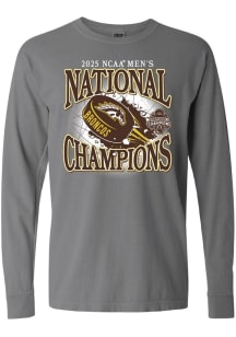Summit Sportswear Western Michigan Broncos Womens Grey 2025 National Mens Hockey Champions LS Tee