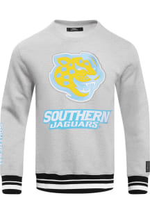 Pro Standard Southern University Jaguars Mens Grey Stacked Logo Long Sleeve Fashion Sweatshirt