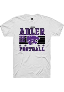 Jason Adler K-State Wildcats White Football NIL Striped Short Sleeve Player T Shirt