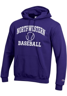 Champion Northwestern Wildcats Mens Purple Baseball Icon Powerblend Long Sleeve Hoodie
