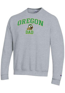 Champion Oregon Ducks Mens Grey Arch Logo Dad Powerblend Long Sleeve Crew Sweatshirt
