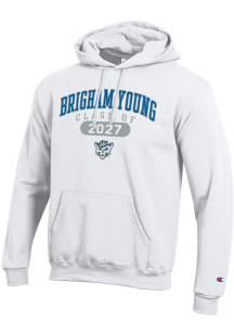 Champion BYU Cougars Mens White Class of 2027 Powerblend Long Sleeve Hoodie