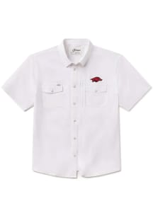 Snaps Arkansas Razorbacks Mens White Tailgater Short Sleeve Dress Shirt