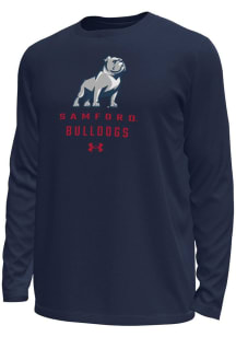 Under Armour Samford University Bulldogs Navy Blue Stacked Logo Tech Stretch Long Sleeve T-Shirt