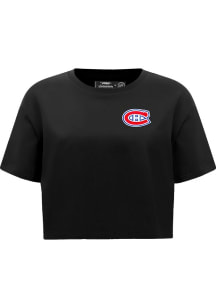 Pro Standard Montreal Canadiens Womens Black Classic Chenille Short Sleeve T-Shirt
