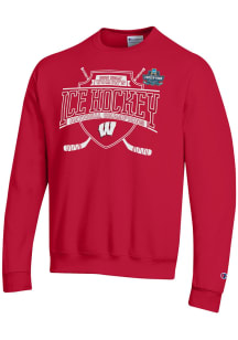 Champion Wisconsin Badgers Mens Red Women's Hockey National Champs 2026 Powerblend Long Sleeve Cre..