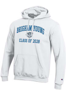 Champion BYU Cougars Mens White Font Class of 2028 Powerblend Long Sleeve Hoodie