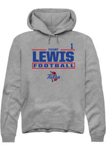 Champ Lewis Tulsa Golden Hurricane Mens Graphite Football NIL Stacked Box Player Hood