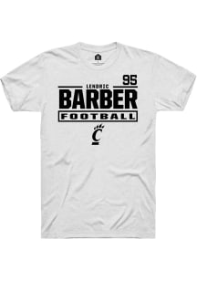 Lendric Barber Cincinnati Bearcats White Football NIL Stacked Box Short Sleeve Player T Shirt