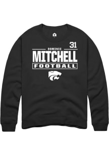 Dominic Mitchell K-State Wildcats Mens Black Football NIL Stacked Box Player Crew