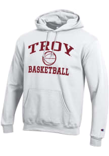 Champion Troy Trojans Mens White Basketball Powerblend Long Sleeve Hoodie