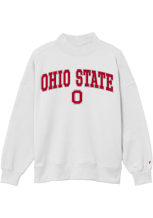Ohio State Buckeyes Womens White Diana Mock Neck Crew Sweatshirt