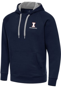 Antigua Illinois Fighting Illini Mens Navy Blue Victory Engineering Long Sleeve Hoodie