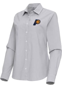 Antigua Indiana Pacers Womens Porter Long Sleeve Ash Dress Shirt