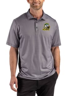 Cutter and Buck Oregon Ducks Mens Black Lattice Short Sleeve Polo