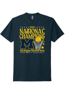 Summit Sportswear Michigan Wolverines Navy Blue MBB National Champs 2026 Hoop Short Sleeve T Shirt