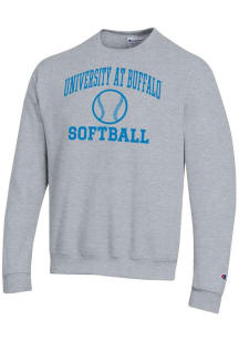 Champion Buffalo Bulls Mens Grey Softball Powerblend Long Sleeve Crew Sweatshirt