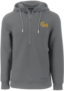 Cutter and Buck George Mason University Mens Grey Heather Roam Half Zip Pullover Hoodie Hood