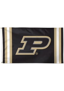 Purdue Boilermakers Stripe 3x5 Silk Screen Grommet Flag - Black