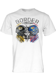 Blue 84 Kansas Jayhawks White Football Border Showdown vs Missouri Tigers Short Sleeve T Shirt