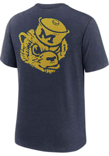 Nike Michigan Wolverines Navy Blue Triblend Two Hit Short Sleeve Fashion T Shirt