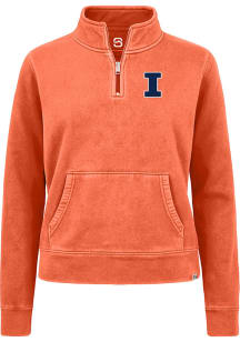 Summit Sportswear Illinois Fighting Illini Womens Orange Pigment Dyed Qtr Zip