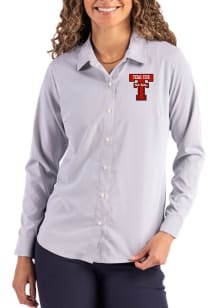 Cutter and Buck Texas Tech Red Raiders Womens Epic Confidence Pinstripe Long Sleeve Graphite Dress..