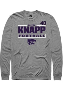 Dalton Knapp K-State Wildcats Graphite Football NIL Stacked Box Long Sleeve Player T Shirt