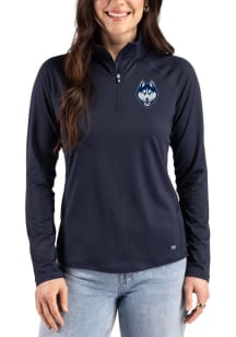 Cutter and Buck UConn Huskies Womens Navy Blue Prospect Eco Qtr Zip