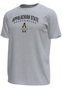 Under Armour Appalachian State Mountaineers Grey Arch over logo Tech Stretch Short Sleeve T Shirt