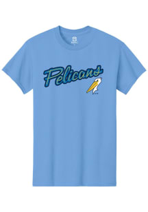 Summit Sportswear Myrtle Beach Pelicans Light Blue Alt Logo Wordmark Short Sleeve T Shirt