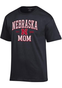 Champion Nebraska Cornhuskers Black EST Date Mom Jersey Short Sleeve T Shirt