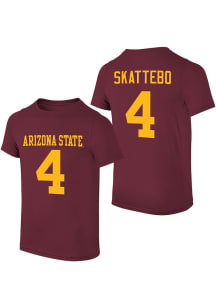 Cam Skattebo Arizona State Sun Devils Youth Maroon Name and Number Player Tee