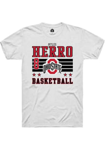 Myles Herro Ohio State Buckeyes White NIL Striped Short Sleeve Player T Shirt