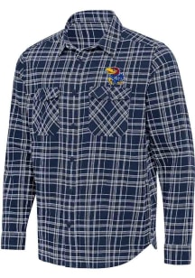 Antigua Kansas Jayhawks Mens Navy Blue Private Long Sleeve Dress Shirt