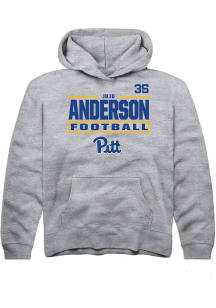 JuJu Anderson Rally Pitt Panthers Youth NIL Stacked Box Long Sleeve Player Hoodie Grey