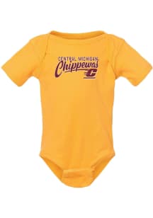 Summit Sportswear Central Michigan Chippewas Baby Gold Mascot Short Sleeve One Piece