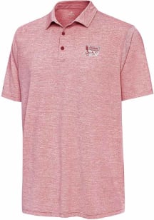 Antigua Oklahoma Sooners Mens Crimson Distressed Stripe Short Sleeve Polo