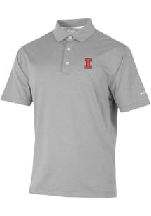 Columbia Illinois Fighting Illini Mens Grey Sand Tee Short Sleeve Polo
