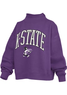 Pressbox K-State Wildcats Womens Purple Mock Neck Crew Sweatshirt