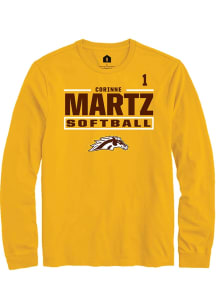 Corinne Martz Western Michigan Broncos Gold NIL Stacked Box Long Sleeve Player T Shirt