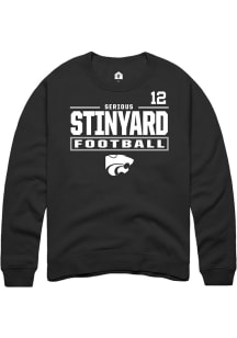 Serious Stinyard K-State Wildcats Mens Black Football NIL Stacked Box Player Crew