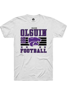 Mason Olguin  K-State Wildcats White Rally Football NIL Striped Short Sleeve T Shirt