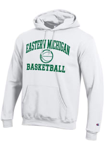 Champion Eastern Michigan Eagles Mens White Basketball Icon Powerblend Long Sleeve Hoodie