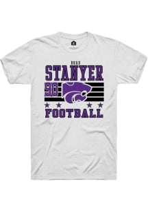 Brad Stanyer K-State Wildcats White Football NIL Striped Short Sleeve Player T Shirt