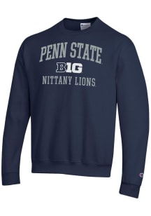 Champion Penn State Nittany Lions Mens Navy Blue Big Ten Powerblend Long Sleeve Crew Sweatshirt