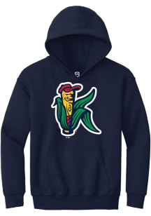 Summit Sportswear Cedar Rapids Kernels Youth Navy Blue Primary Logo Long Sleeve Hoodie