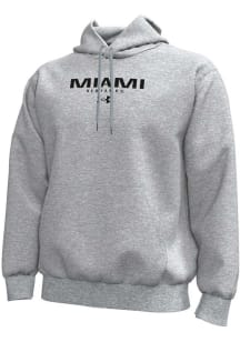Under Armour Miami RedHawks Mens Grey Stacked Short Icon Long Sleeve Hoodie
